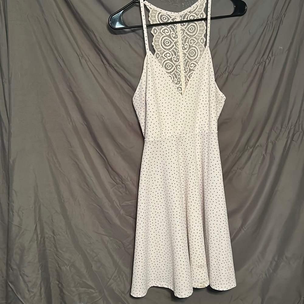 White dress with black poka dots wore twice